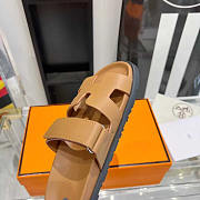 Hermes Chypre Sandal Naturel Calfskin Leather Brown - 4