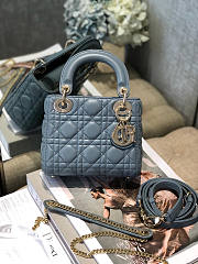 Dior Mini Lady Lambskin Blue Gold 17cm - 1