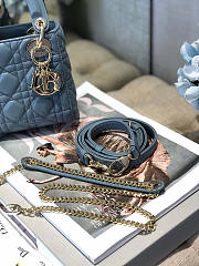 Dior Mini Lady Lambskin Blue Gold 17cm - 4