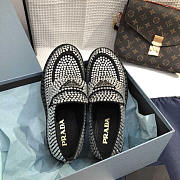 Prada Crystal-embellished Leather Loafers  - 1