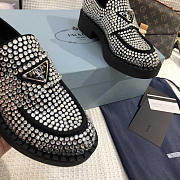 Prada Crystal-embellished Leather Loafers  - 3