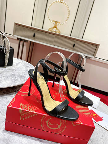 Christian Louboutin Queen Ankle Strap Sandal Black Heel 10cm