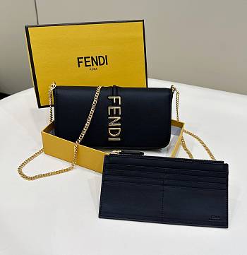 Fendi Fendigraphy Wallet On Chain Black 21.5x14.5x11cm