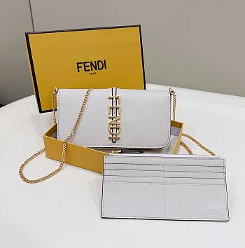 Fendi Fendigraphy Wallet On Chain White 21.5x14.5x11cm