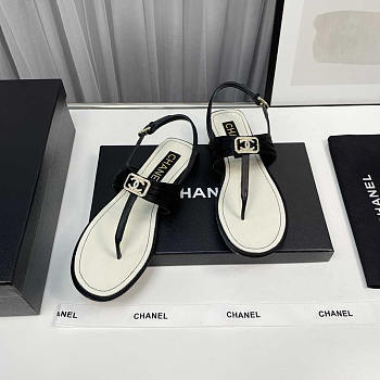 Chanel Satin Metal & Strass Sandals Black