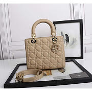 Dior Medium Lady Bag Sand Pink Cannage Lambskin 24x20x11cm - 1