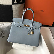 Hermes Birkin 30 Leather Tote Blue Gold 30cm - 1