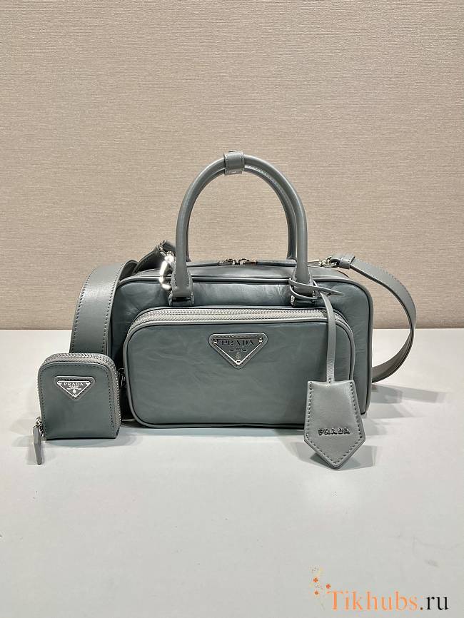 Prada Antique Nappa Top-handle Bag Gray 24x12.5x7cm - 1