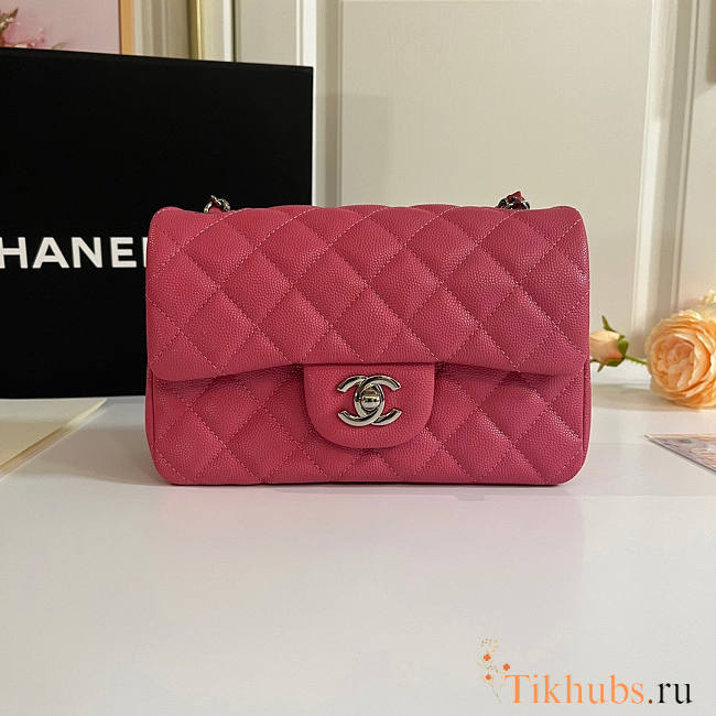 Chanel Small Flap Bag Pink Caviar Silver 20cm - 1
