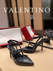 Valentino Rockstub Sandals Black Heel 9cm - 6