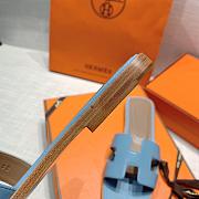 Hermes Flat Slides Blue  - 2