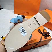 Hermes Flat Slides Blue  - 4