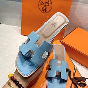 Hermes Flat Slides Blue  - 3