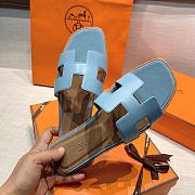 Hermes Flat Slides Blue  - 5