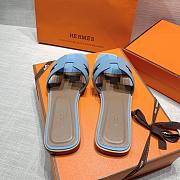 Hermes Flat Slides Blue  - 6