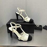 Chanel Lambskin & Grosgrain Black White Heel 10cm - 1
