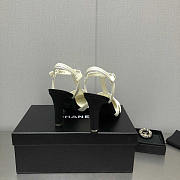 Chanel Lambskin & Grosgrain Black White Heel 10cm - 6