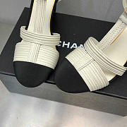 Chanel Lambskin & Grosgrain Black White Heel 10cm - 5