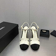 Chanel Lambskin & Grosgrain Black White Heel 10cm - 4