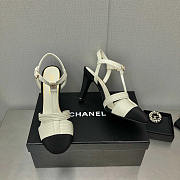 Chanel Lambskin & Grosgrain Black White Heel 10cm - 2