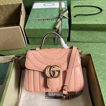 Gucci GG Marmont Matelassé Mini Top Handle Bag Peach 20x14x8cm