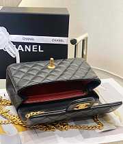 Chanel Flap Bag CF Camellia Lambskin Black Gold 20cm - 5