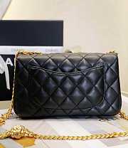 Chanel Flap Bag CF Camellia Lambskin Black Gold 20cm - 4