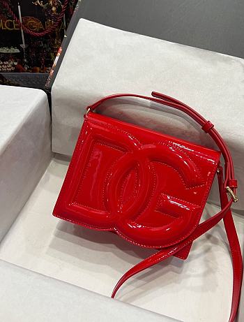 Dolce & Gabbana Patent leather DG Crossbody Bag Red 20x16x5.5cm