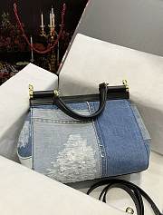 DG Medium Sicily Bag In Patchwork Denim 26x21x12cm - 6