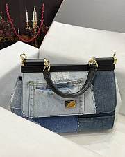 DG Medium Sicily Bag In Patchwork Denim 26x21x12cm - 2