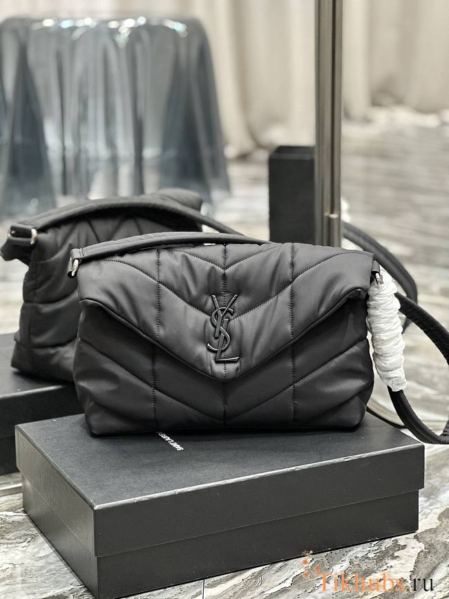 YSL Puffer Messenger Bag Nylon Black 34×27×12cm  - 1