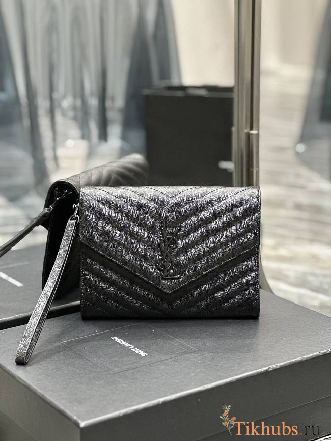 YSL Cassandre Flap Pouch Black 21×6×3cm - 1