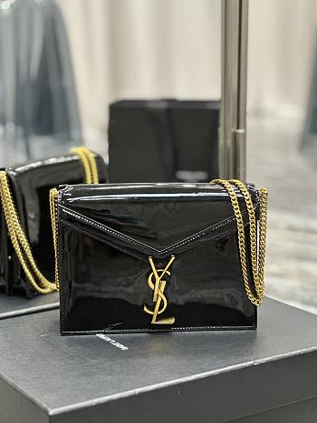 YSL Cassandra Black Patent Leather 22x16.5x5.5cm