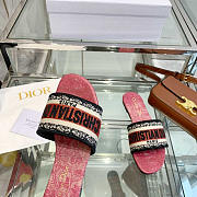 Dior Dway Slide Cotton Embroidered Black And Red - 2