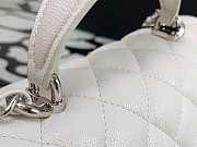 Chanel Mini Flap Bag Caviar Top Handle White Silver 20x13x9cm - 5