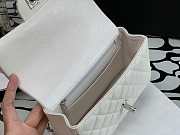 Chanel Mini Flap Bag Caviar Top Handle White Silver 20x13x9cm - 3