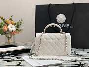 Chanel Mini Flap Bag Caviar Top Handle White Silver 20x13x9cm - 2