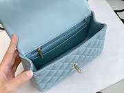 Chanel Flap Bag Lambskin Top Handle Blue Gold 20x13x9cm - 6