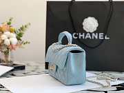 Chanel Flap Bag Lambskin Top Handle Blue Gold 20x13x9cm - 5