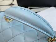 Chanel Flap Bag Lambskin Top Handle Blue Gold 20x13x9cm - 2