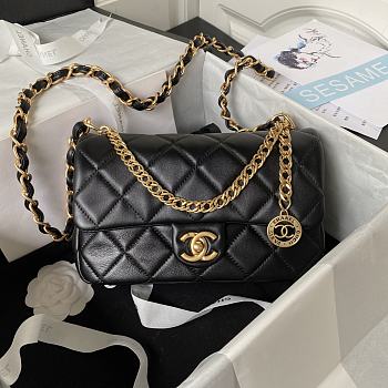 Chanel Flap Bag Coin Black Lambskin Gold 23.5x15x8cm