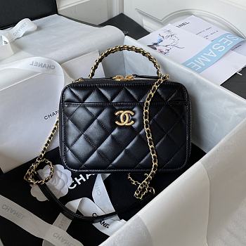 Chanel Vanity Bag Glossy Calfskin Gold Black 14x19x8.5cm