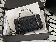 Chanel Flap Chain Bag Black Caviar Gold With Handle 18x10x4.5cm - 3