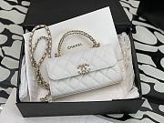 Chanel Flap Chain Bag White Caviar Gold With Handle 18x10x4.5cm - 1