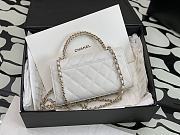 Chanel Flap Chain Bag White Caviar Gold With Handle 18x10x4.5cm - 3