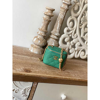 Chanel Vanity Leather Mini Bag Green 10.5x8.5x7cm