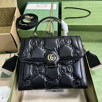 Gucci GG Matelassé Handbag Black 25.5x20.5x12.5cm