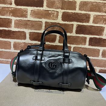 Gucci Small Duffle Bag With Tonal Double G Black 28.5x16x16cm