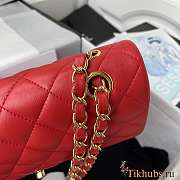 Chanel Flap Bag Lambskin Red Gold Hardware Size 23 cm - 4
