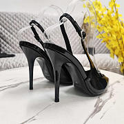 YSL Luna Slingback Pumps Black Patent Leather Heel 10.5cm - 4